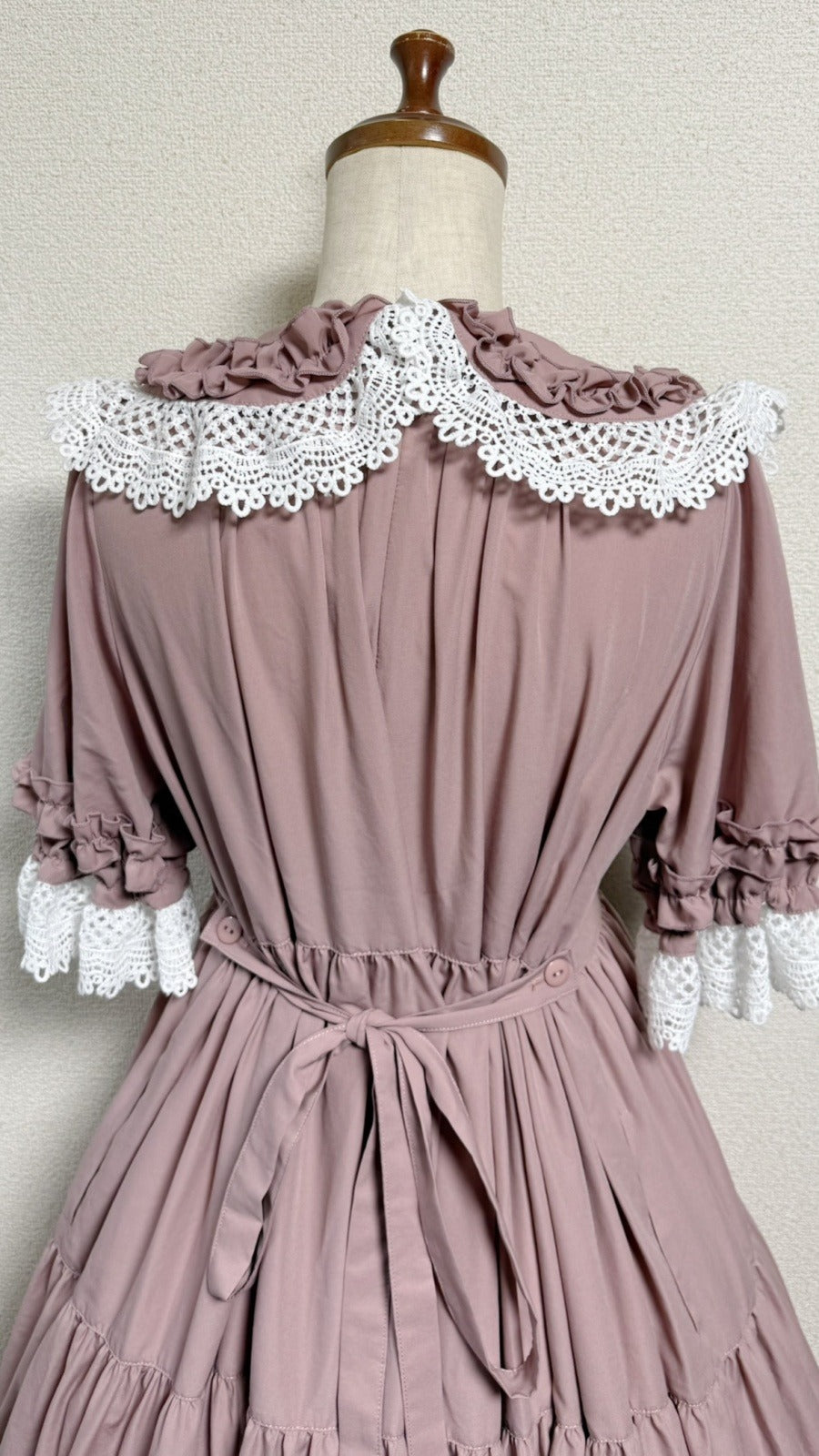 【Physical Drop】フィジカルドロップ　レース衿付きティアードOP【ピンク】