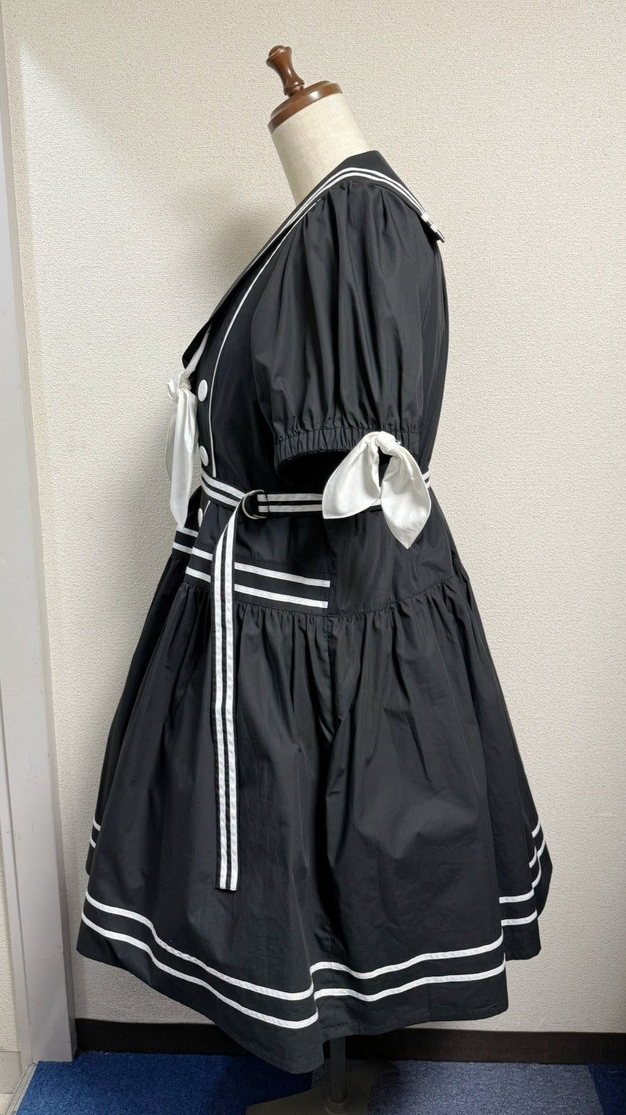 【Physical Drop】フィジカルドロップ　ノスタルジックセーラーワンピース【プラスサイズサイズ・黒・ノーマル丈】