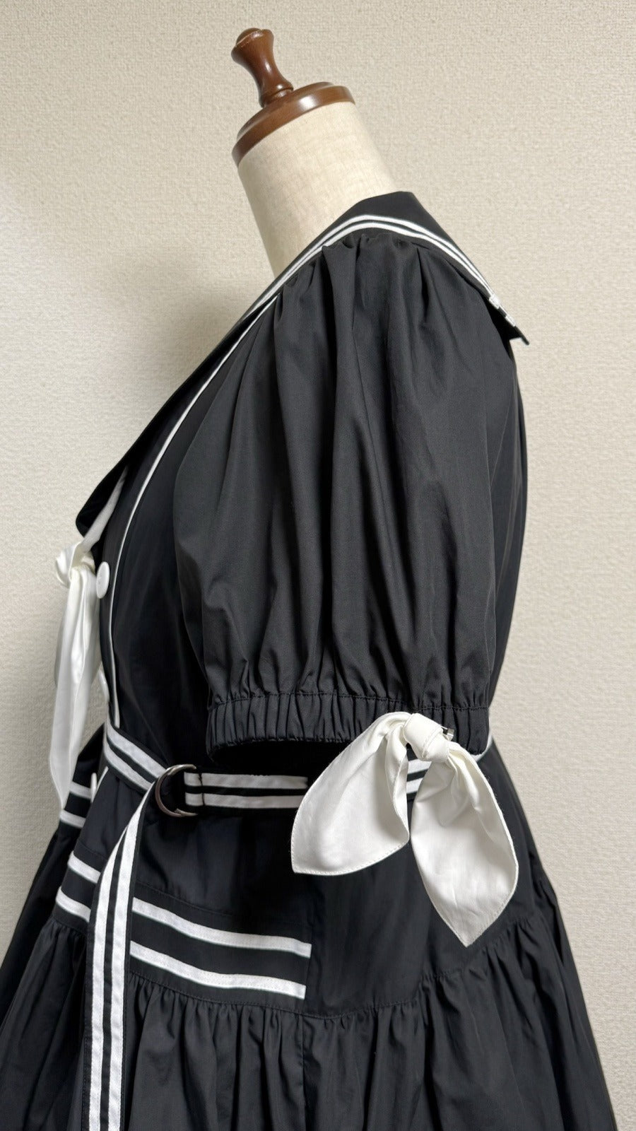 【Physical Drop】フィジカルドロップ　ノスタルジックセーラーワンピース【プラスサイズサイズ・黒・ノーマル丈】
