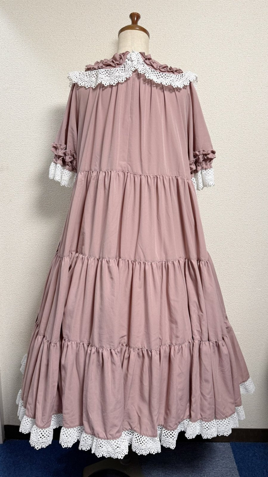 【Physical Drop】フィジカルドロップ　レース衿付きティアードOP【ピンク】