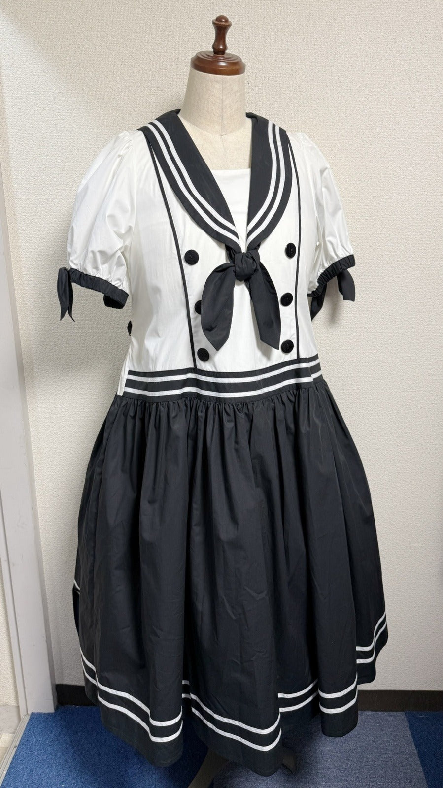 【Physical Drop】フィジカルドロップ　ノスタルジックセーラーワンピース【プラスサイズ・コンビ色・ノーマル丈】