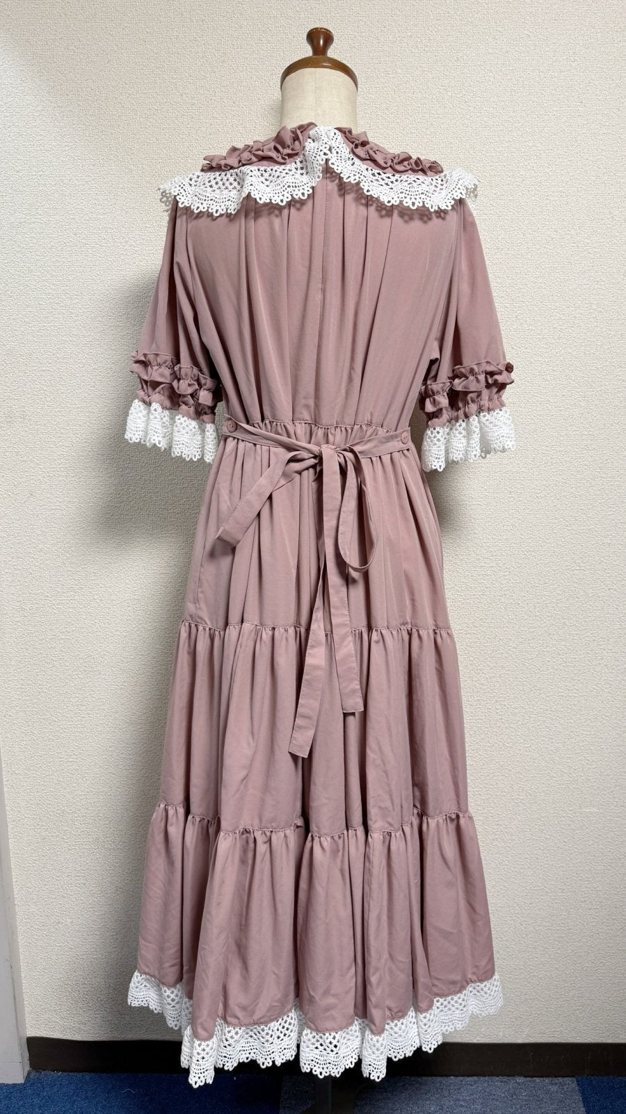 【Physical Drop】フィジカルドロップ　レース衿付きティアードOP【ピンク】