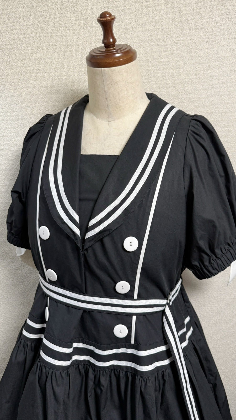 【Physical Drop】フィジカルドロップ　ノスタルジックセーラーワンピース【プラスサイズサイズ・黒・ノーマル丈】