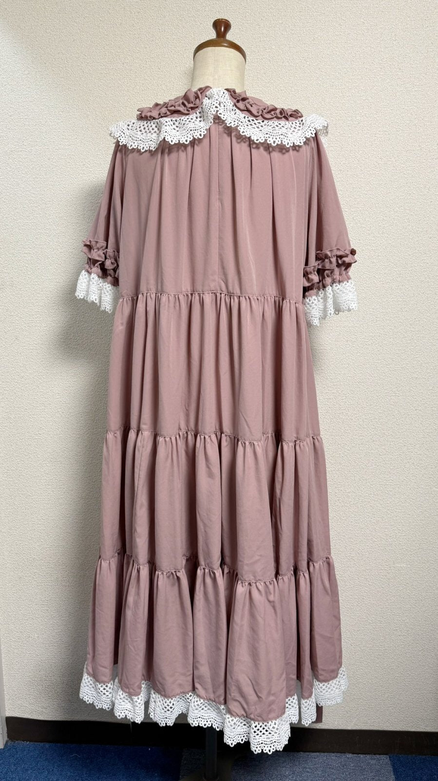 【Physical Drop】フィジカルドロップ　レース衿付きティアードOP【ピンク】