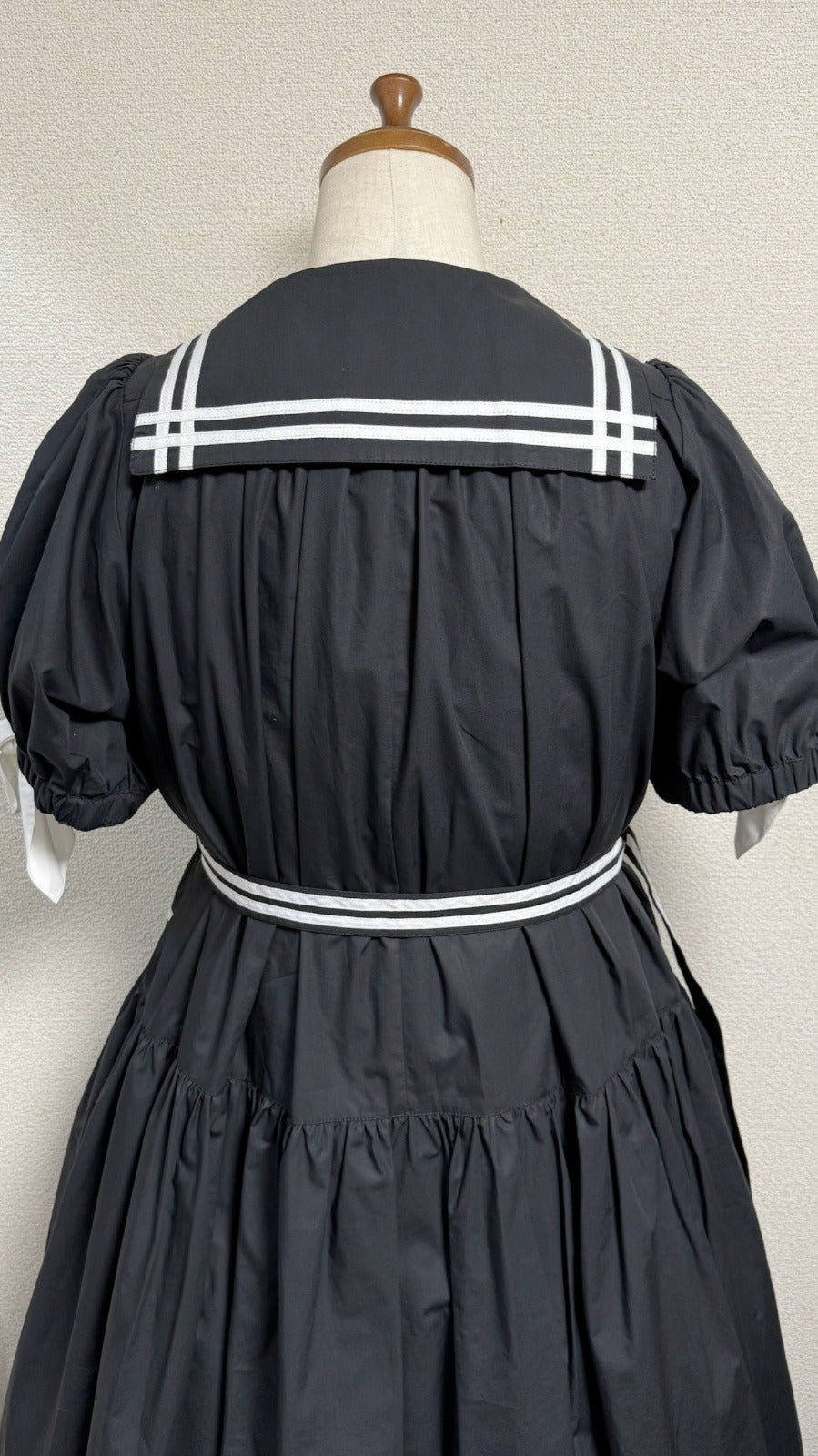 【Physical Drop】フィジカルドロップ　ノスタルジックセーラーワンピース【プラスサイズサイズ・黒・ノーマル丈】