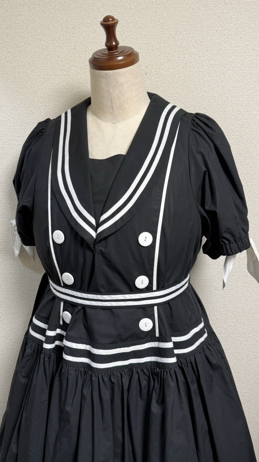 【Physical Drop】フィジカルドロップ　ノスタルジックセーラーワンピース【プラスサイズサイズ・黒・ノーマル丈】