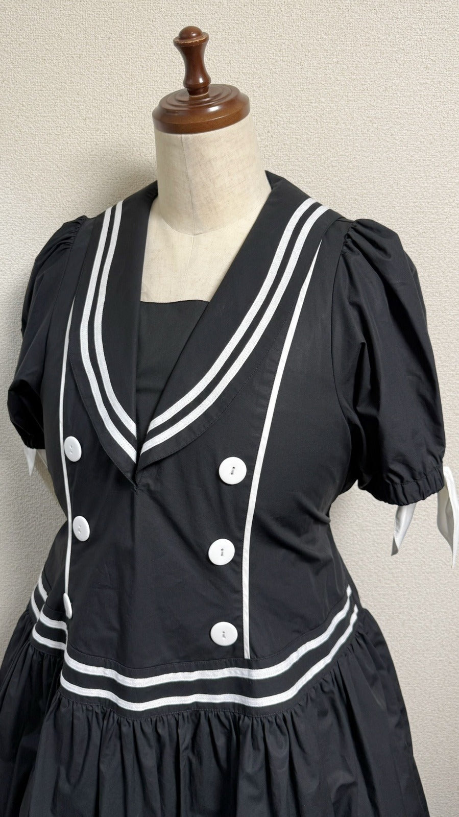 【Physical Drop】フィジカルドロップ　ノスタルジックセーラーワンピース【プラスサイズサイズ・黒・ノーマル丈】