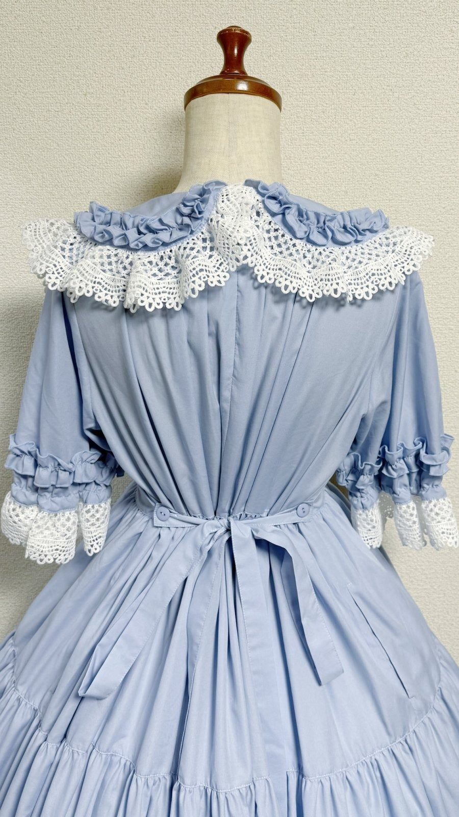 【Physical Drop】フィジカルドロップ　レース衿付きティアードOP【水色】