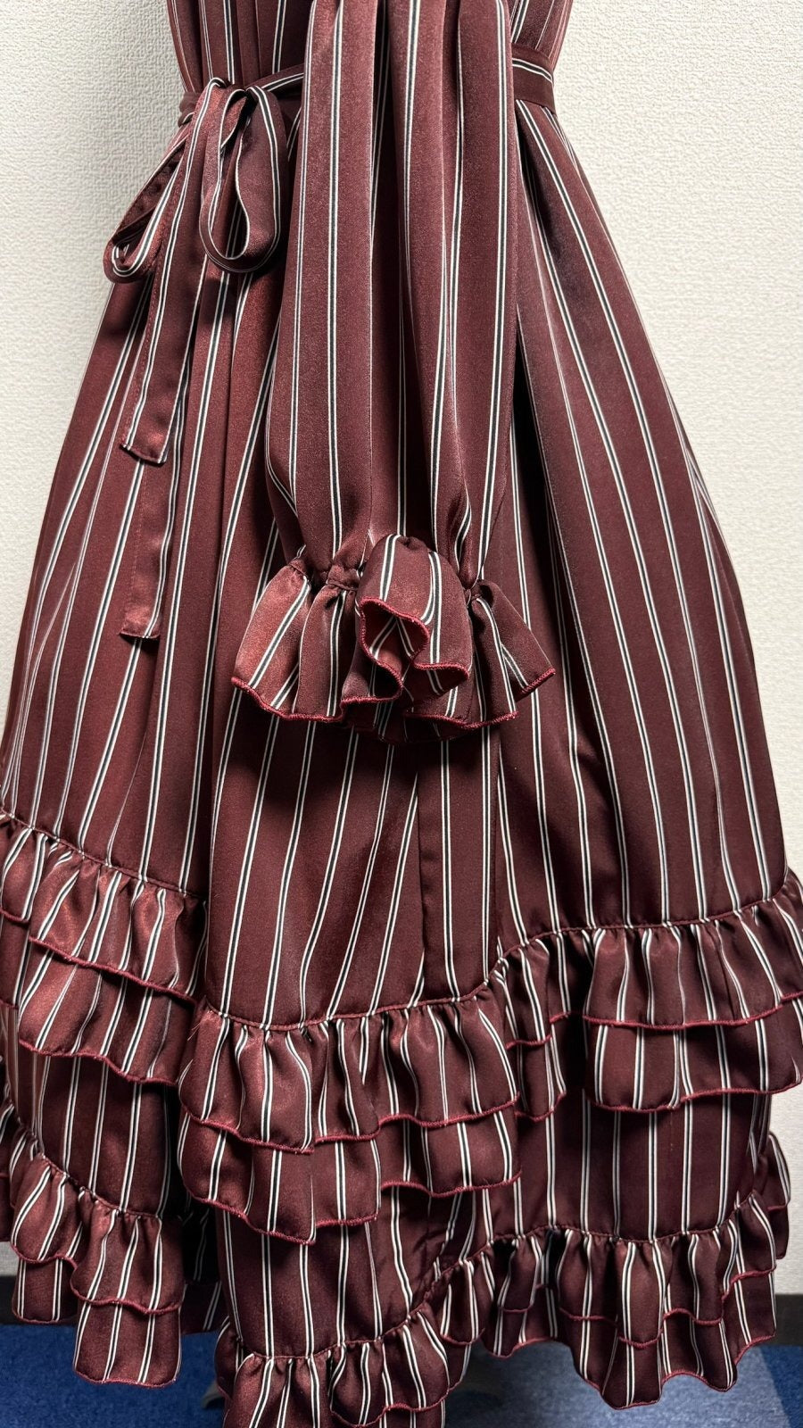 【Physical Drop】피지컬 드롭 스탠드 칼라 A라인 원피스【엔지 레지멘탈 스트라이프】