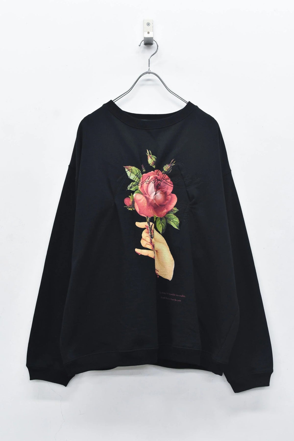 【New Rose】　Embroidery Wrinklework Sweatshirt / print
