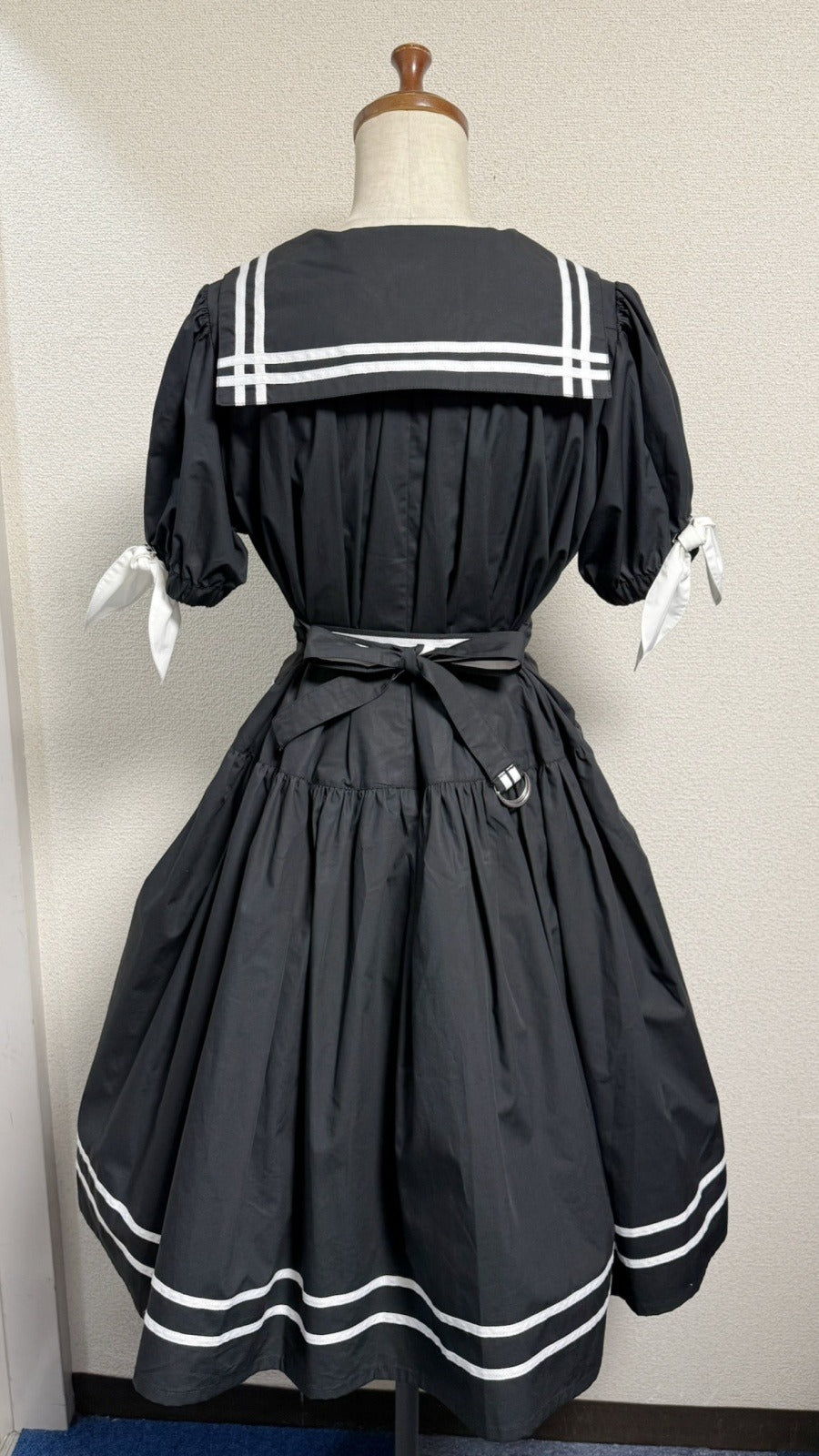 【Physical Drop】フィジカルドロップ　ノスタルジックセーラーワンピース【レギュラーサイズ・黒・ノーマル丈】
