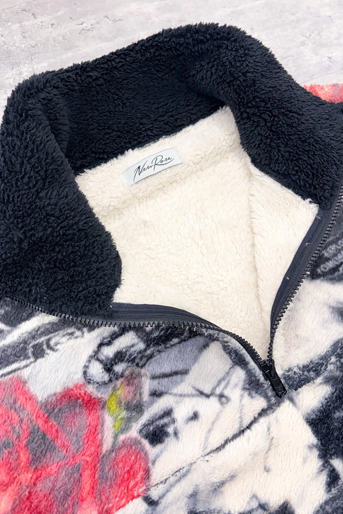 【New Rose】　FLEECE HALF ZIP UP BLOUSON / all-over print
