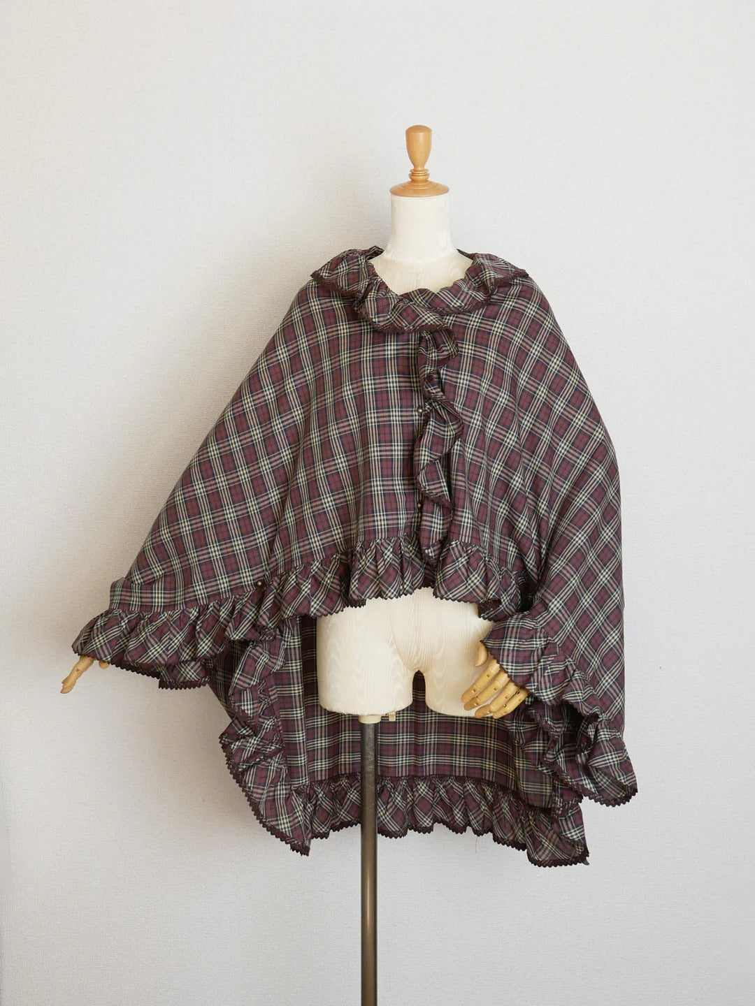 【Victorian maiden】ヴィクトリアンメイデン　クラッシックチェックストールガウン　ネイビー/ベージュ/ブラウン