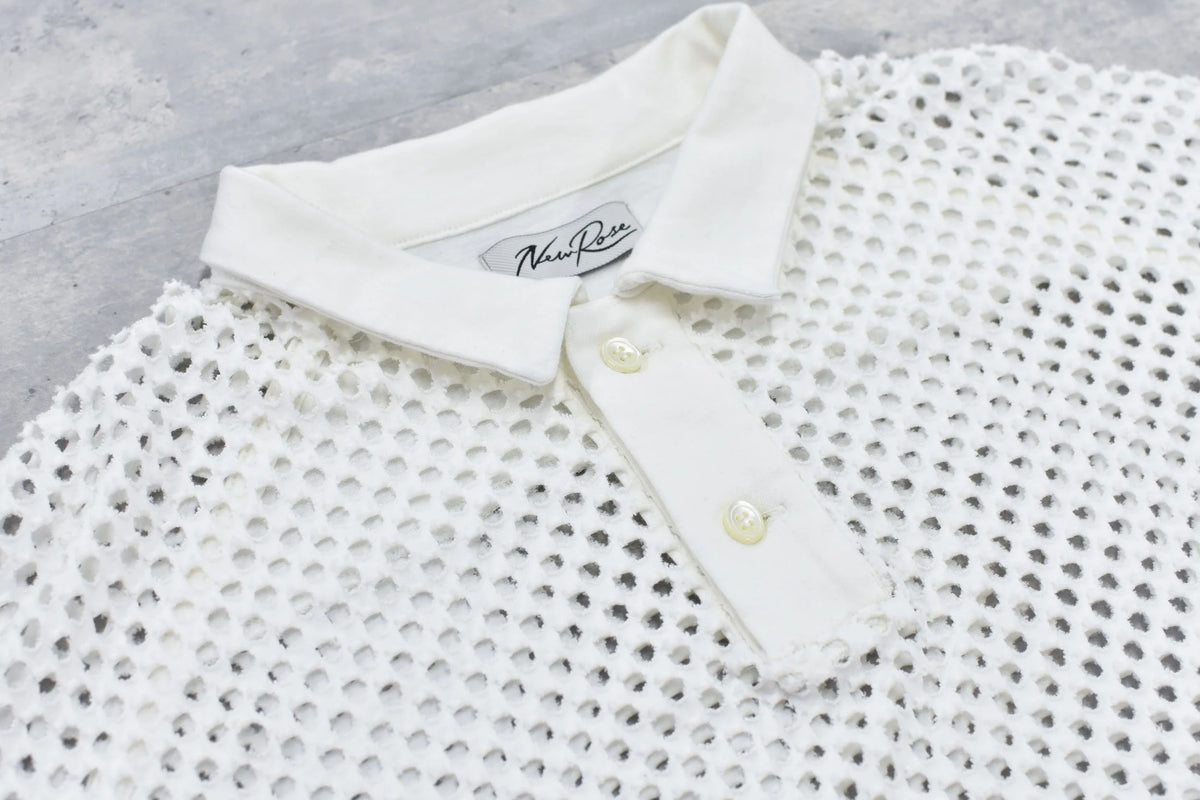 【New Rose】　Punched Fabric Long-sleeved Polo Shirt