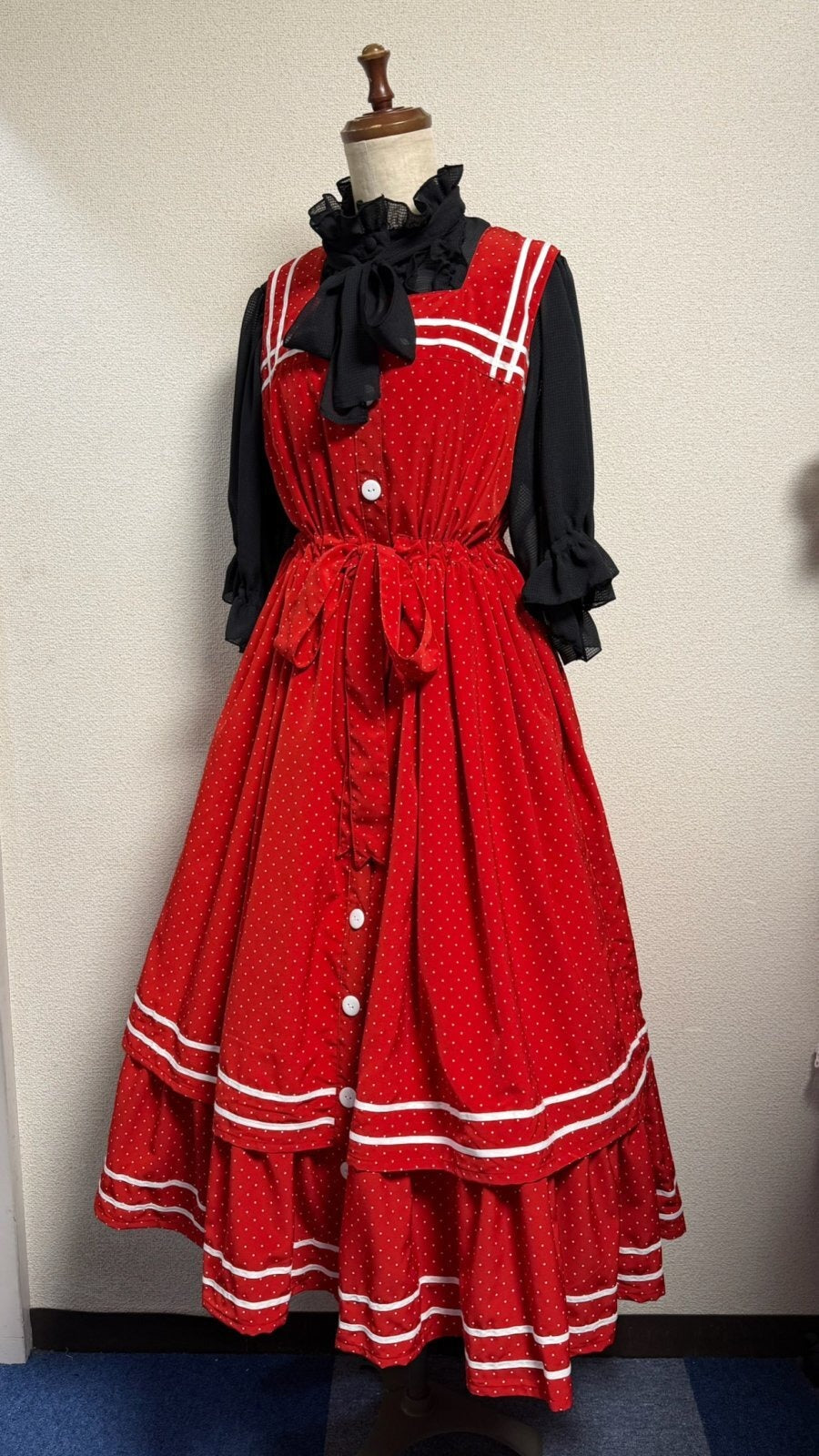 【Physical Drop】フィジカルドロップ　セーラーJSK 【赤水玉×白ライン】