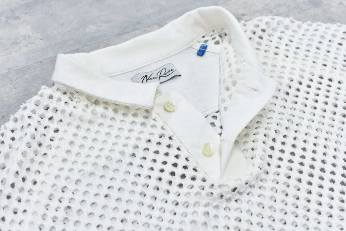 【New Rose】　Punched Fabric Long-sleeved Polo Shirt