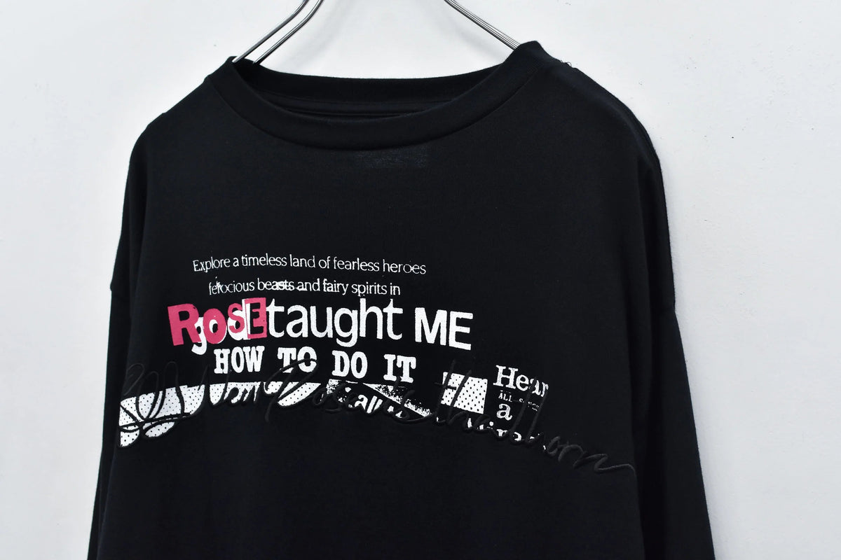 【New Rose】　Letter Embroidery Long Sleeve Shirt
