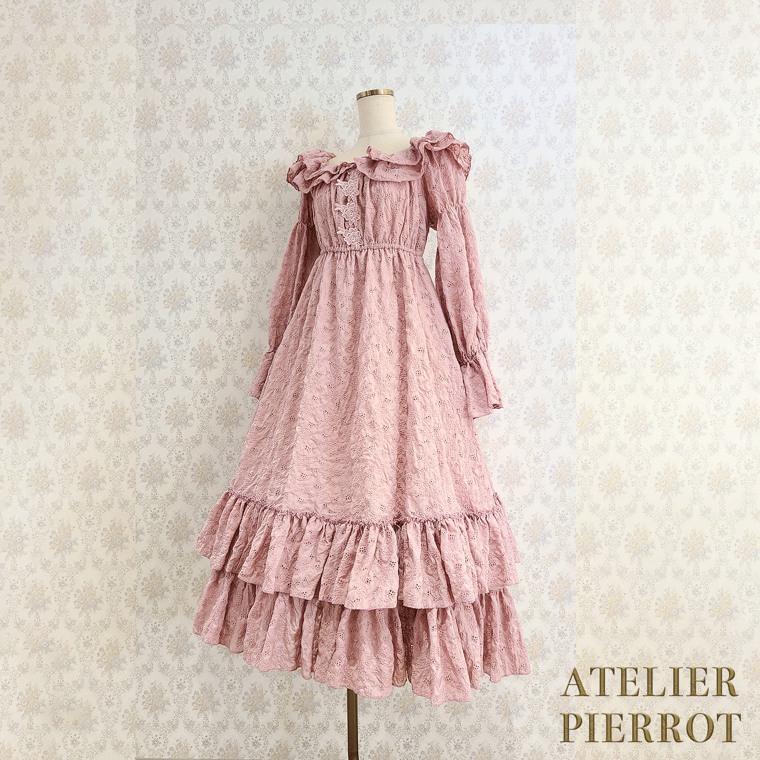 【ATELIER PIERROT】　Josephine Dress　Ivory/Mint/Pink/ Black