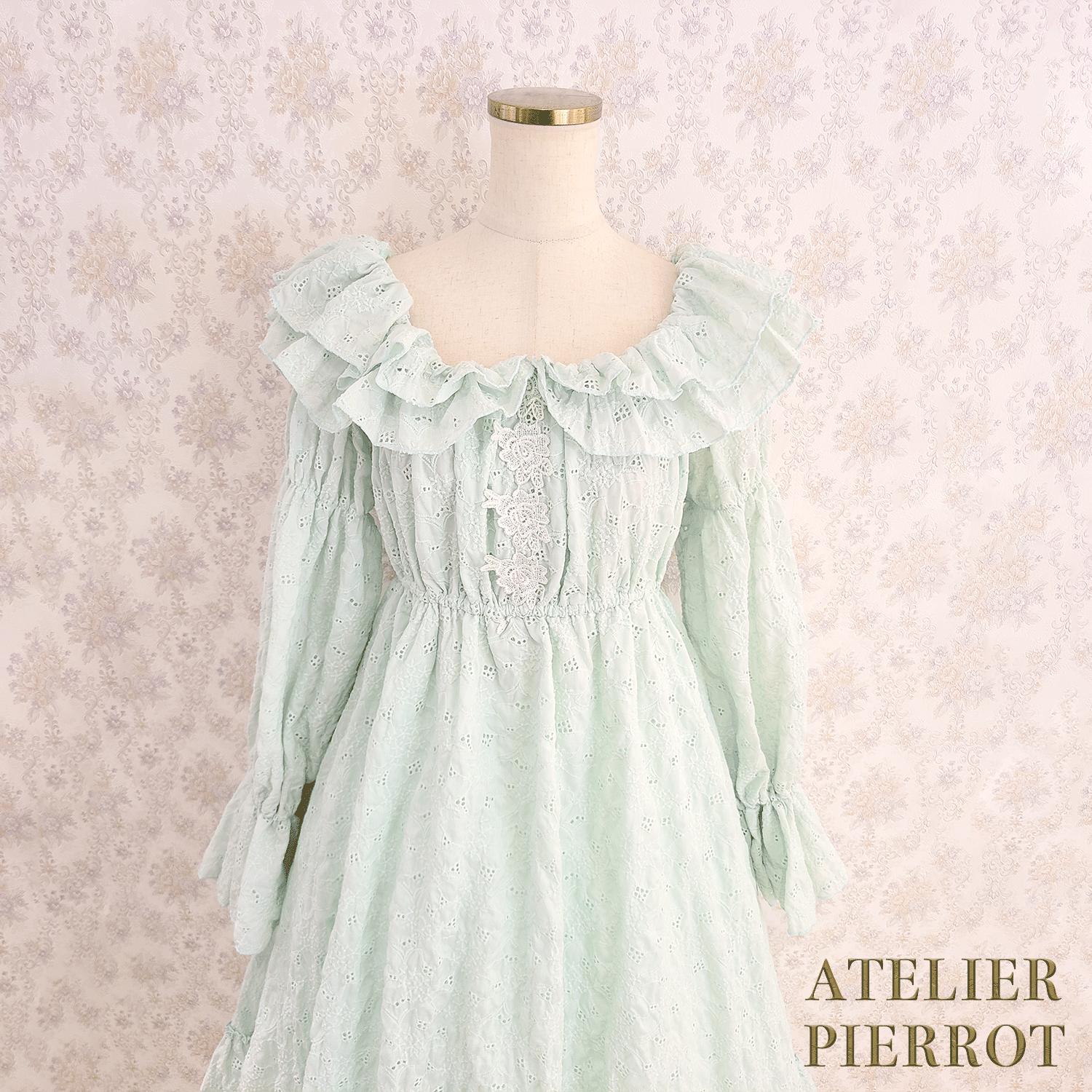 【ATELIER PIERROT】　Josephine Dress　Ivory/Mint/Pink/ Black