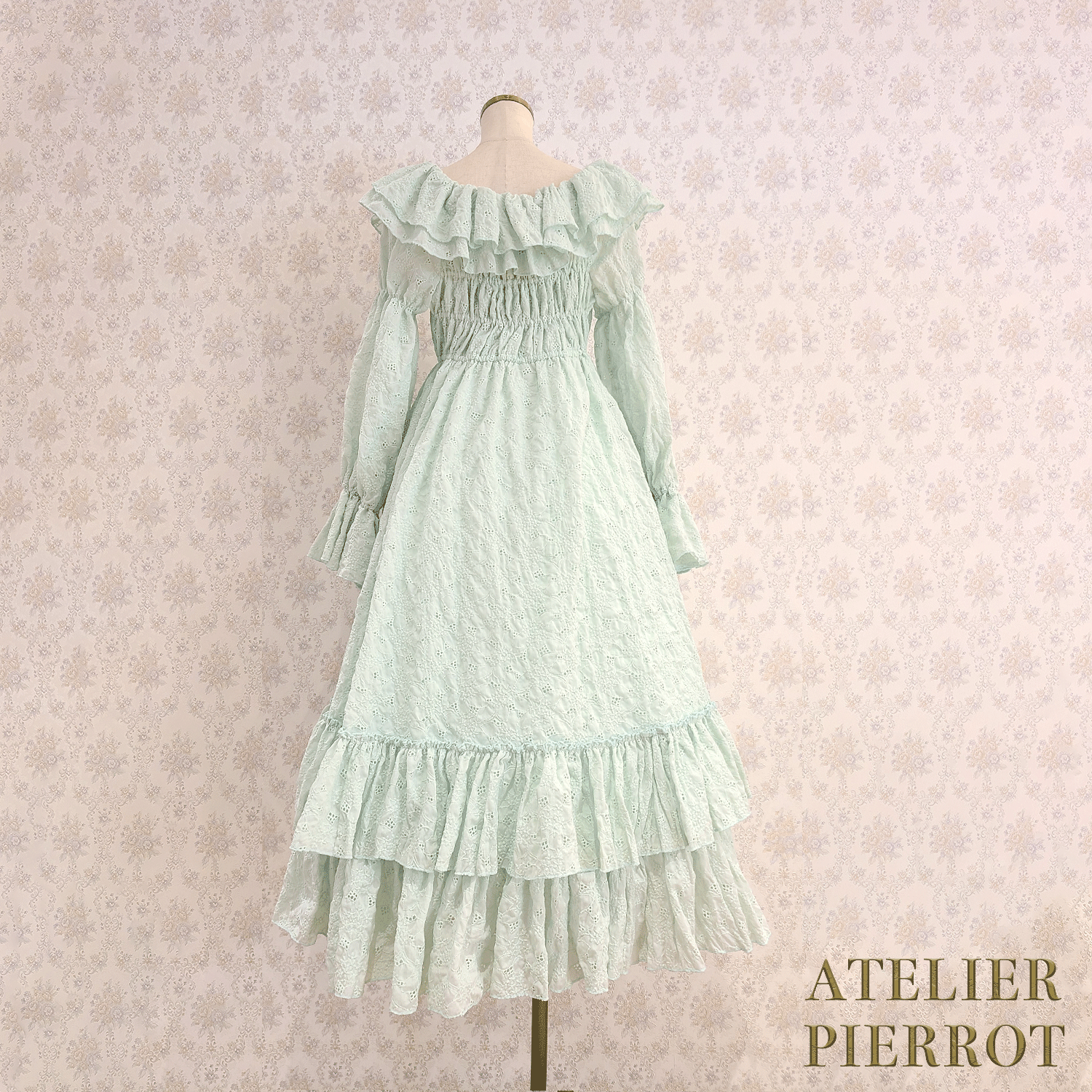 【ATELIER PIERROT】　Josephine Dress　Ivory/Mint/Pink/ Black