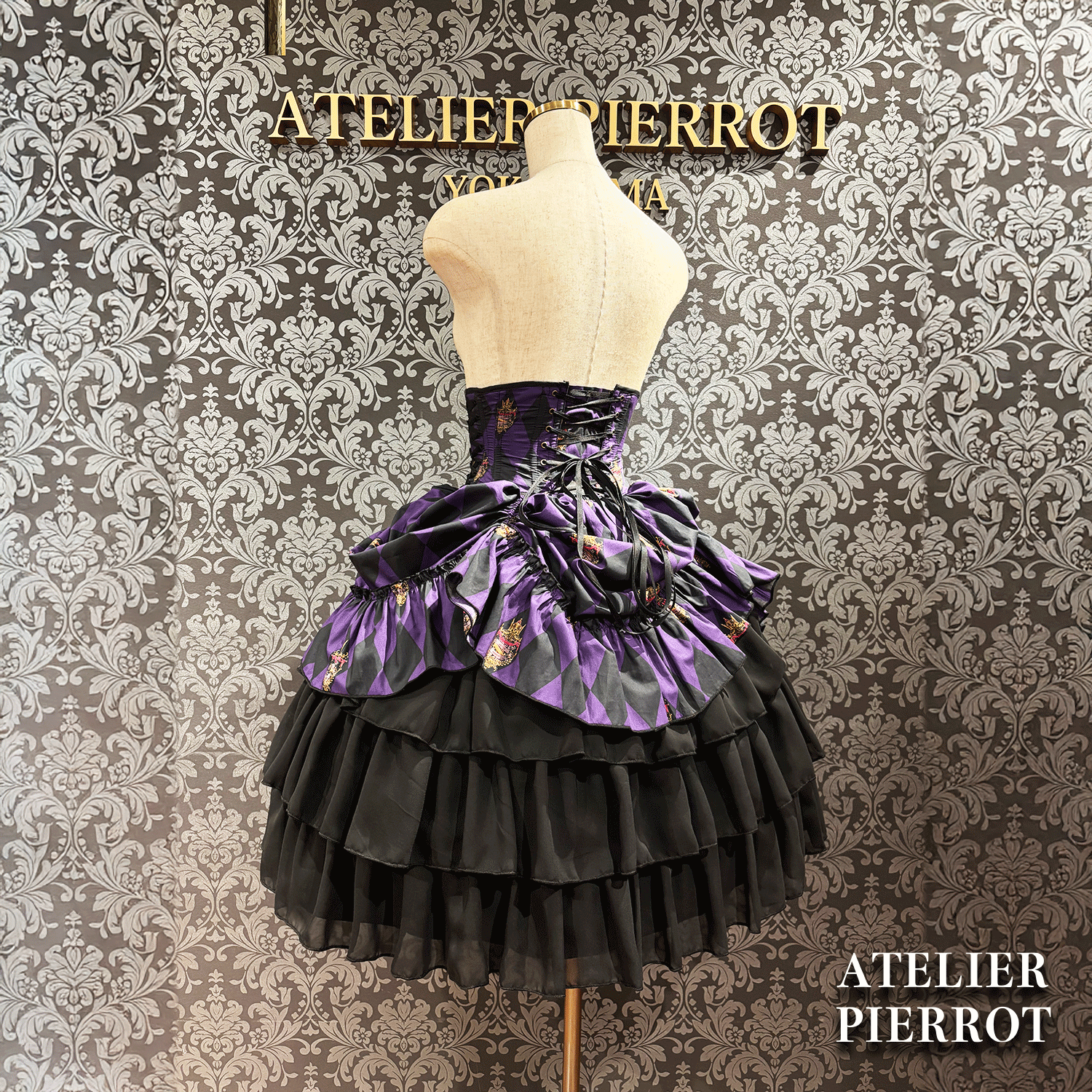 【ATELIER PIERROT】　"Diamond Circus" Corset　白×黒/ワイン/パープル/グリーン