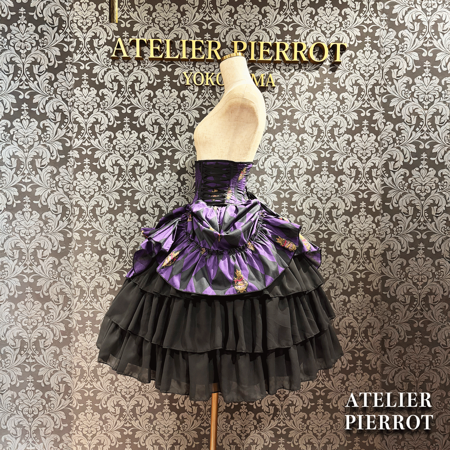 【ATELIER PIERROT】　"Diamond Circus" Corset　白×黒/ワイン/パープル/グリーン　★3月中旬発売★