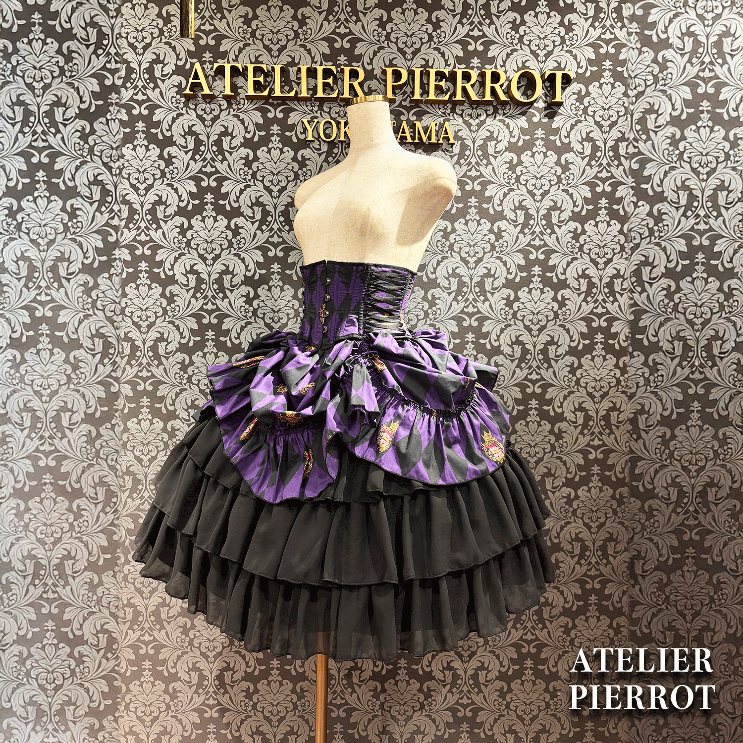 【ATELIER PIERROT】　"Diamond Circus" Corset　白×黒/ワイン/パープル/グリーン