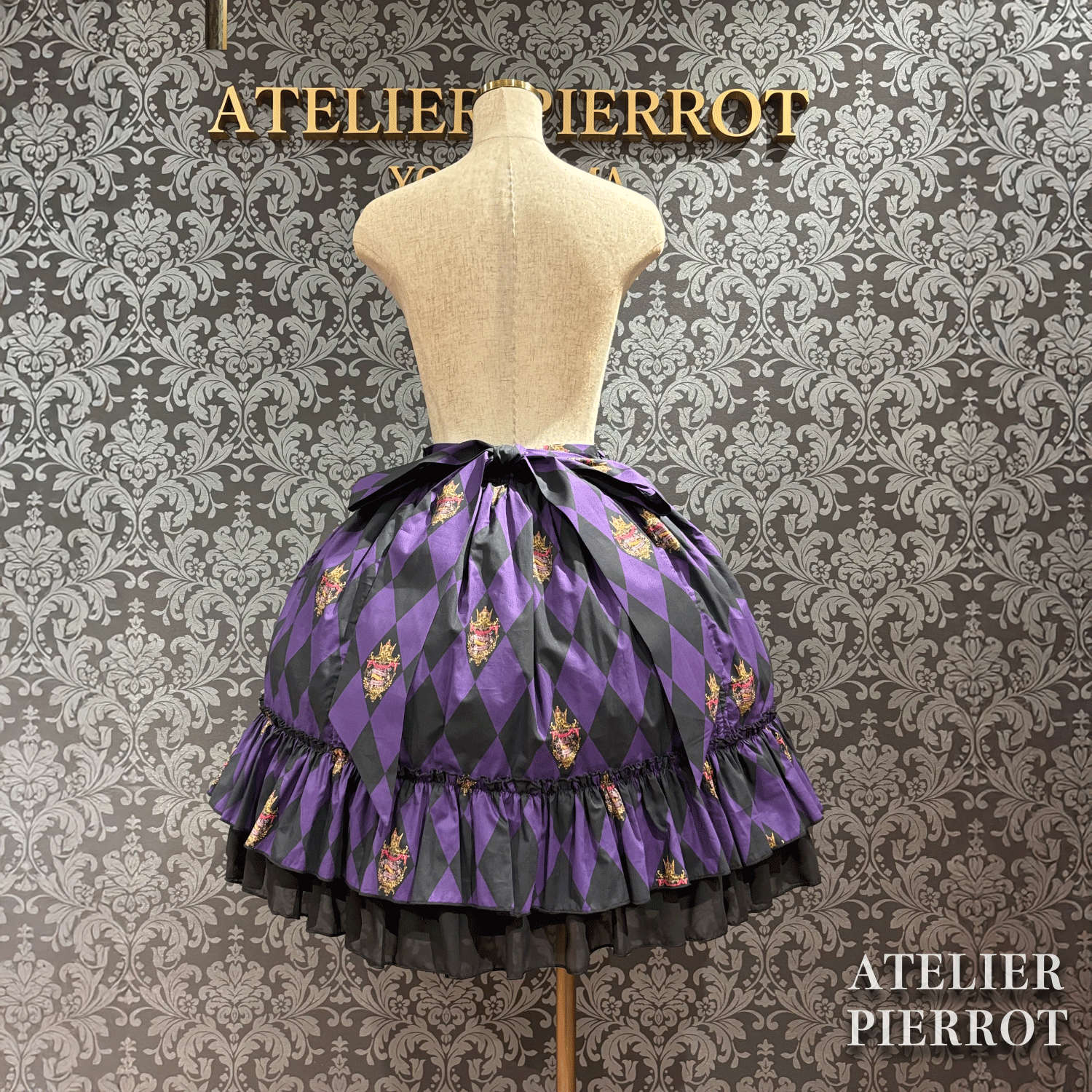 【ATELIER PIERROT】 Jupe "Diamond Circus" blanc x blanc / vin / violet / vert / noir x blanc★Sorti à la mi-mars★