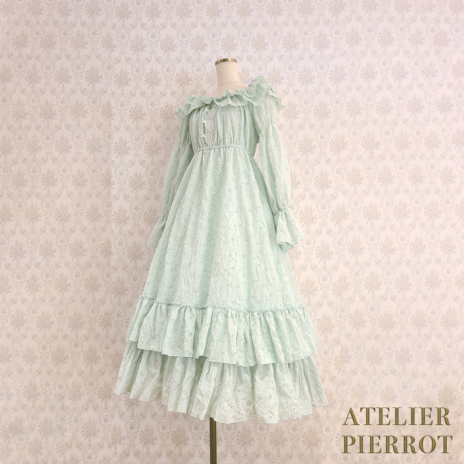 【ATELIER PIERROT】　Josephine Dress　Ivory/Mint/Pink/ Black