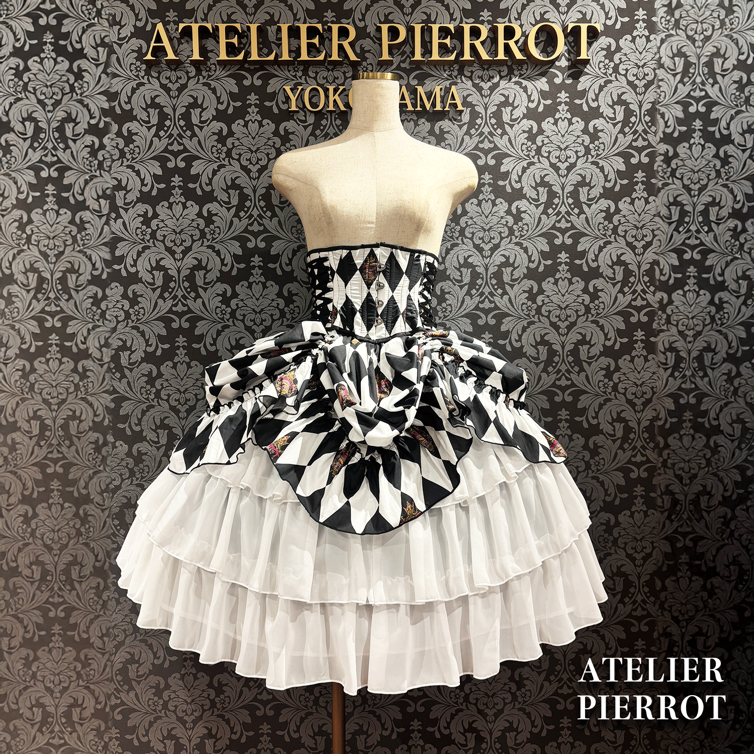 【ATELIER PIERROT】 "Diamond Circus" Corsé blanco x negro/vino/púrpura/verde★Lanzado a mediados de marzo★