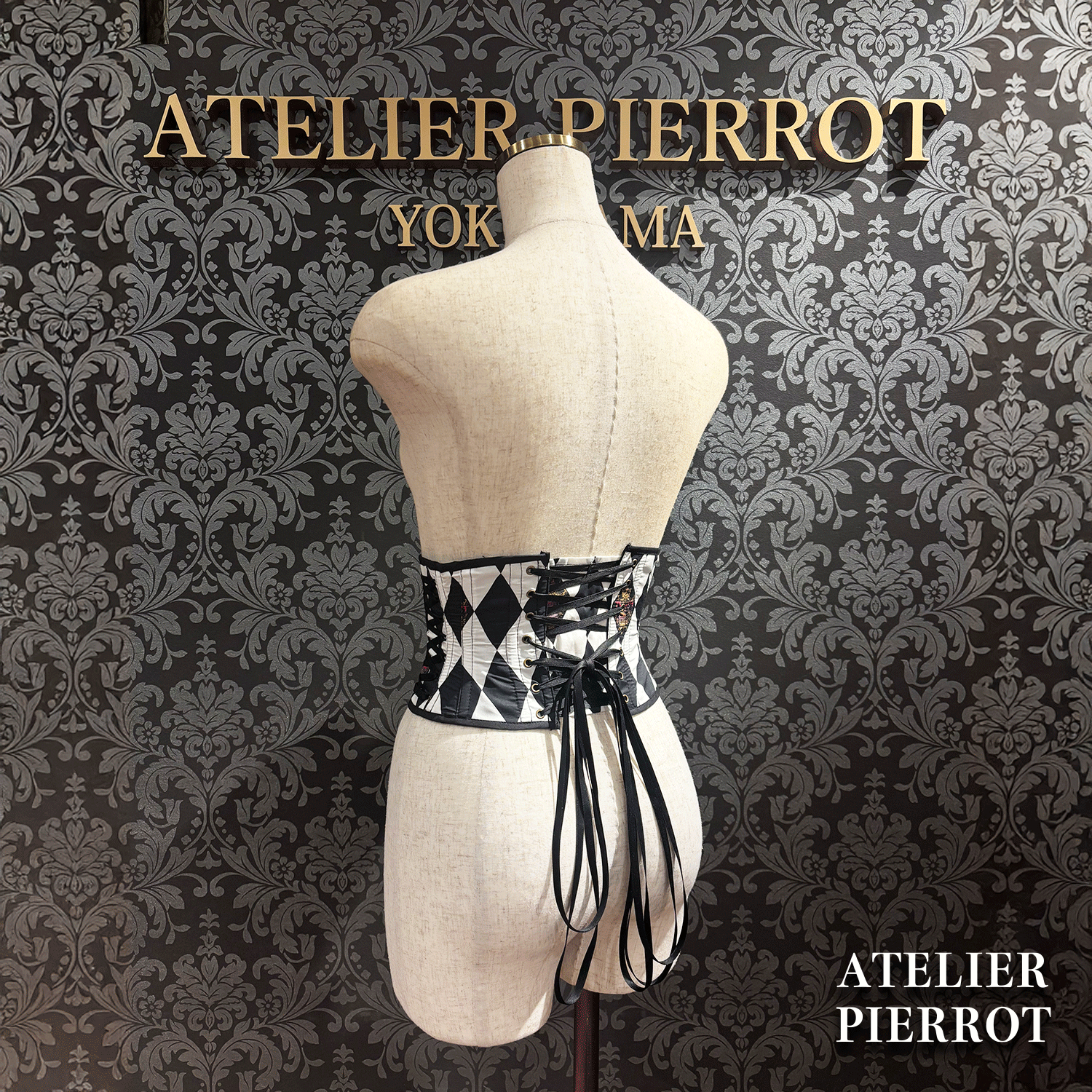 【ATELIER PIERROT】 "Diamond Circus" Corsé blanco x negro/vino/púrpura/verde★Lanzado a mediados de marzo★