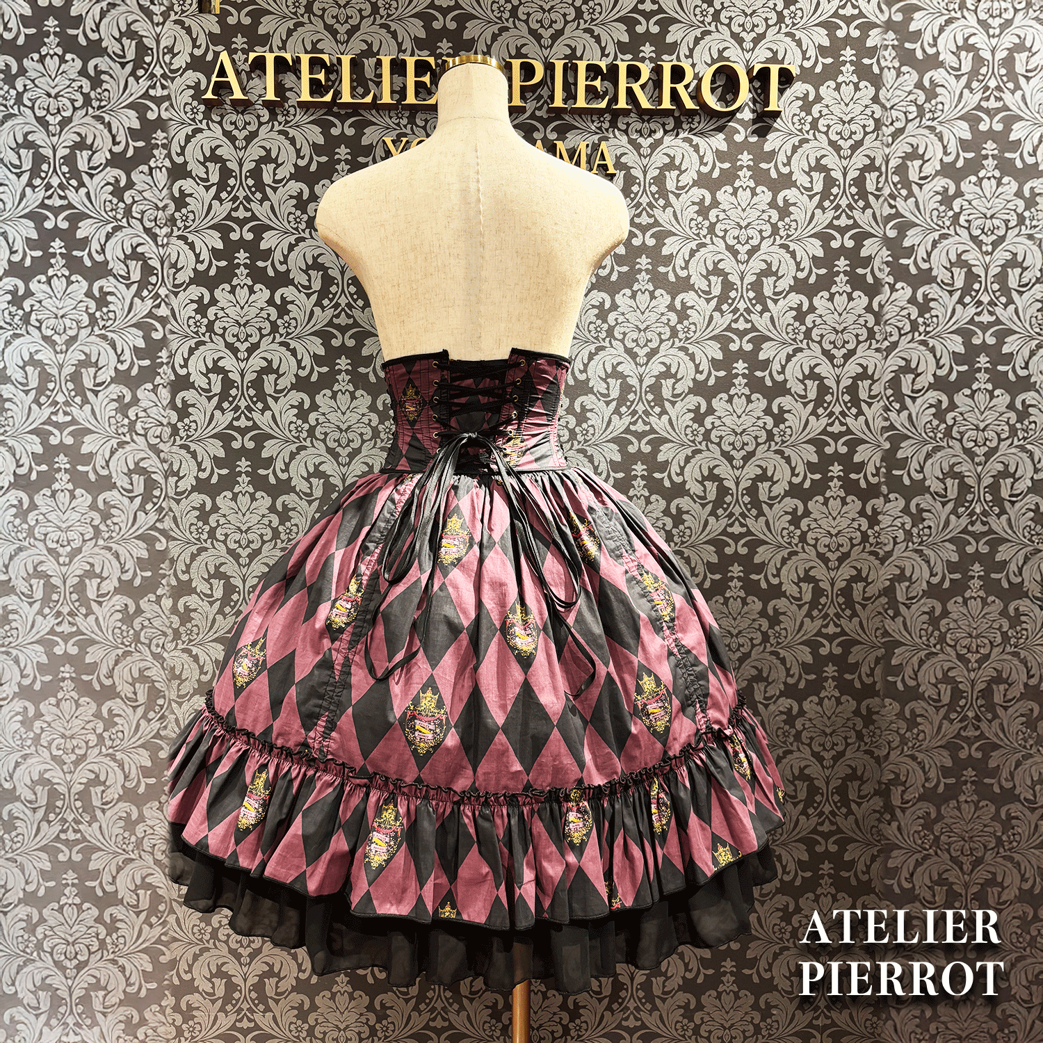 【ATELIER PIERROT】 "Diamond Circus" Corsé blanco x negro/vino/púrpura/verde★Lanzado a mediados de marzo★