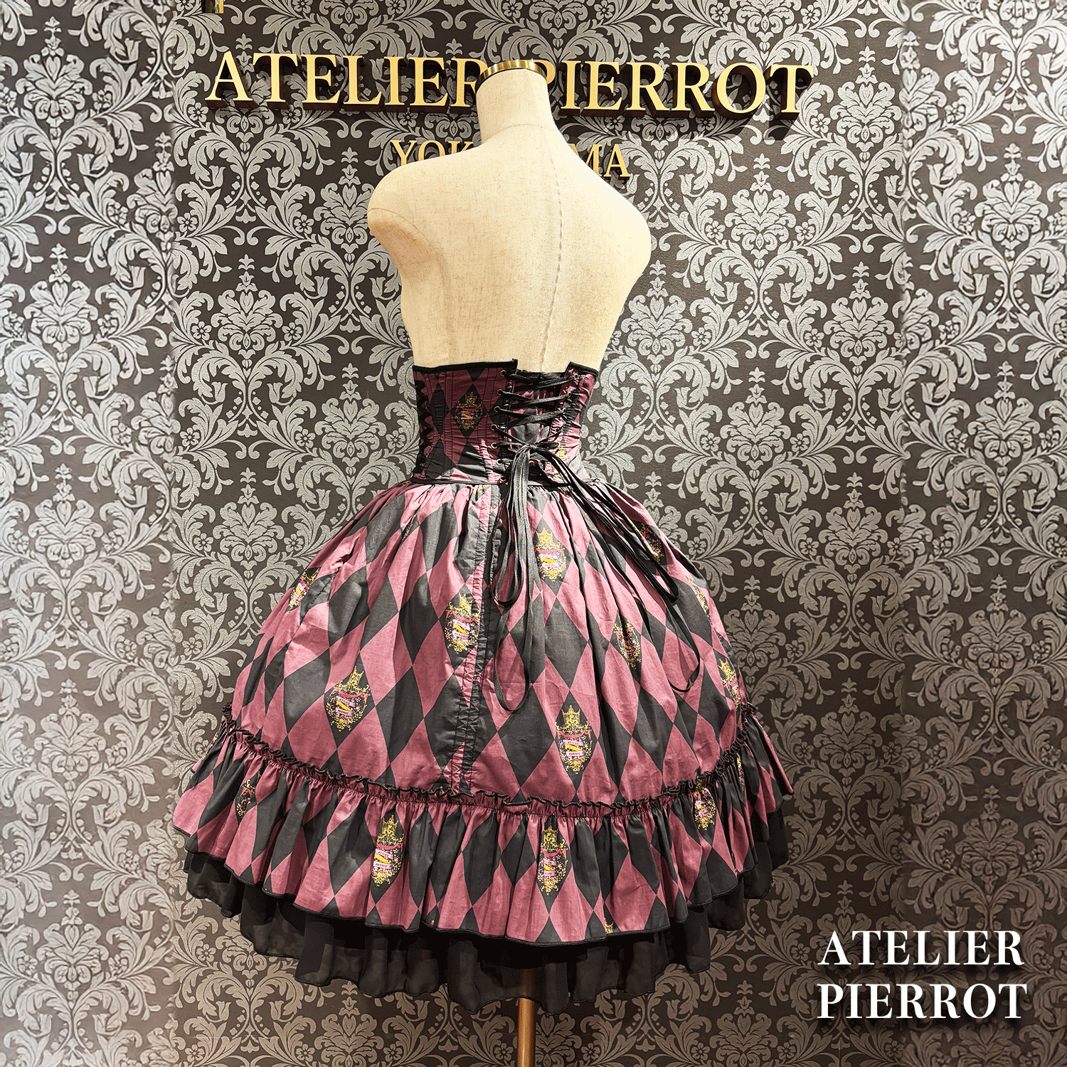 【ATELIER PIERROT】　"Diamond Circus" Corset　白×黒/ワイン/パープル/グリーン　★3月中旬発売★