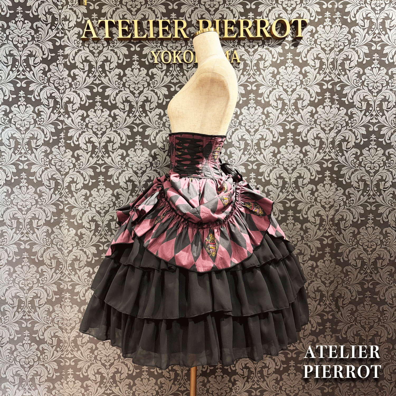 【ATELIER PIERROT】 "Diamond Circus" Corsé blanco x negro/vino/púrpura/verde★Lanzado a mediados de marzo★