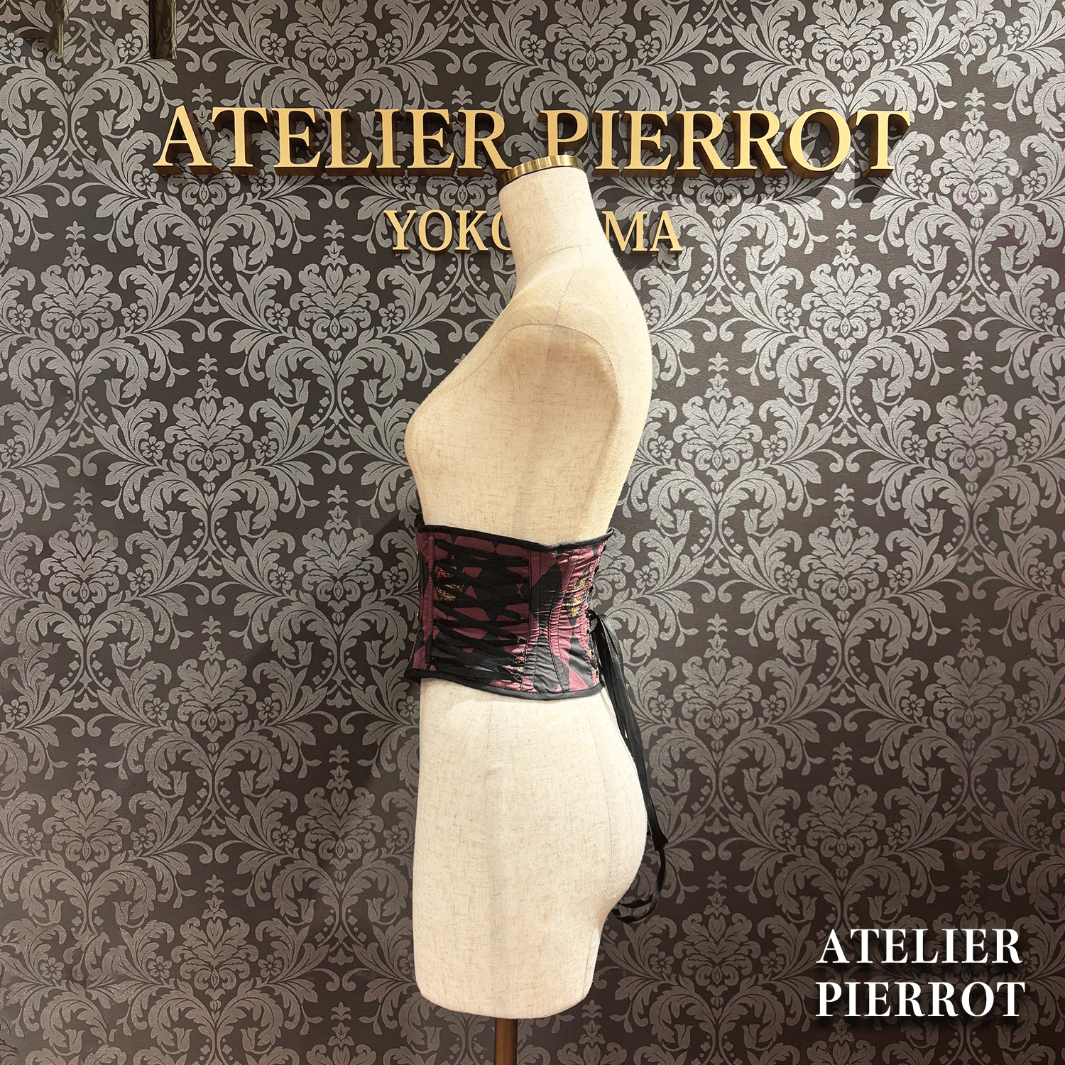 【ATELIER PIERROT】　"Diamond Circus" Corset　白×黒/ワイン/パープル/グリーン