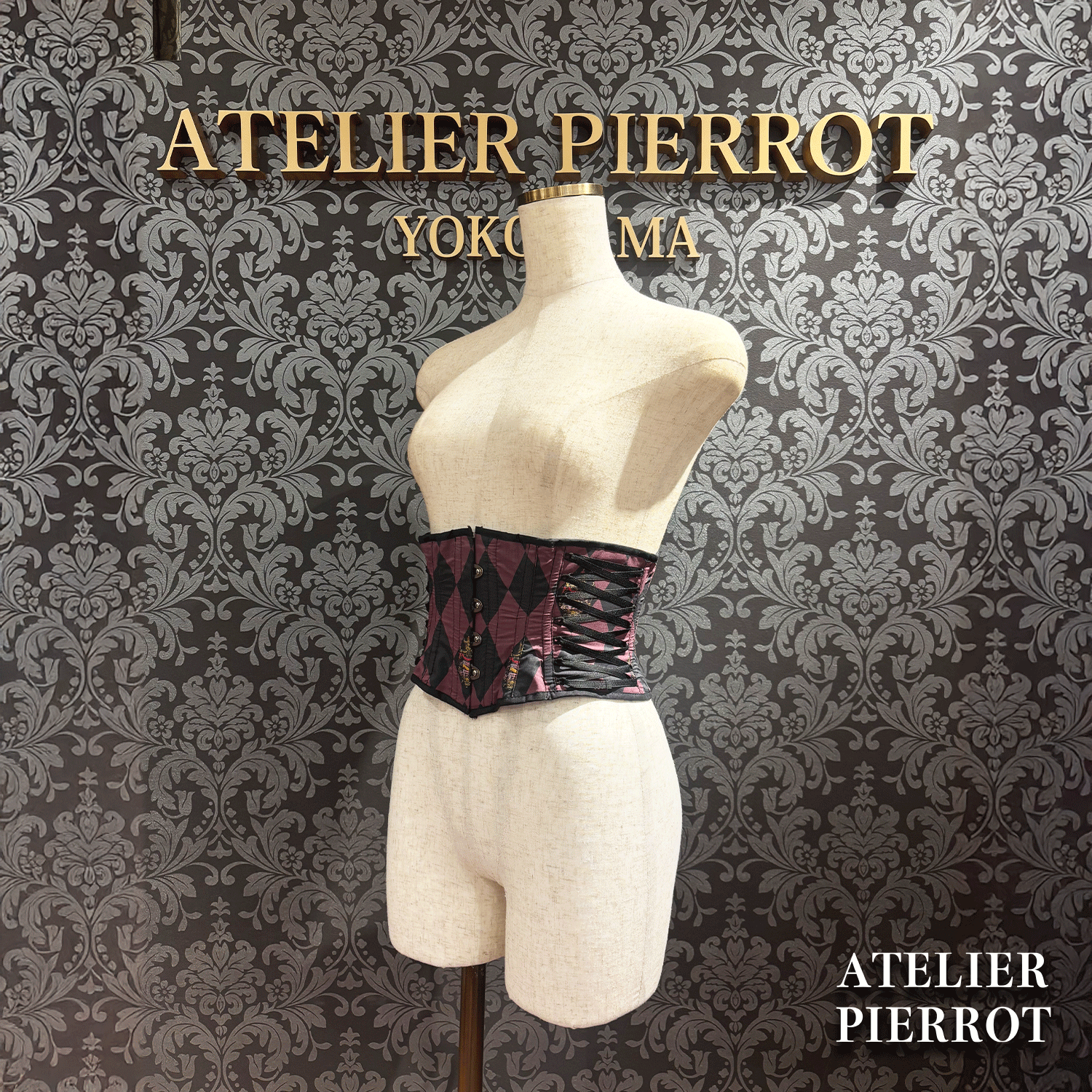 【ATELIER PIERROT】　"Diamond Circus" Corset　白×黒/ワイン/パープル/グリーン　★3月中旬発売★