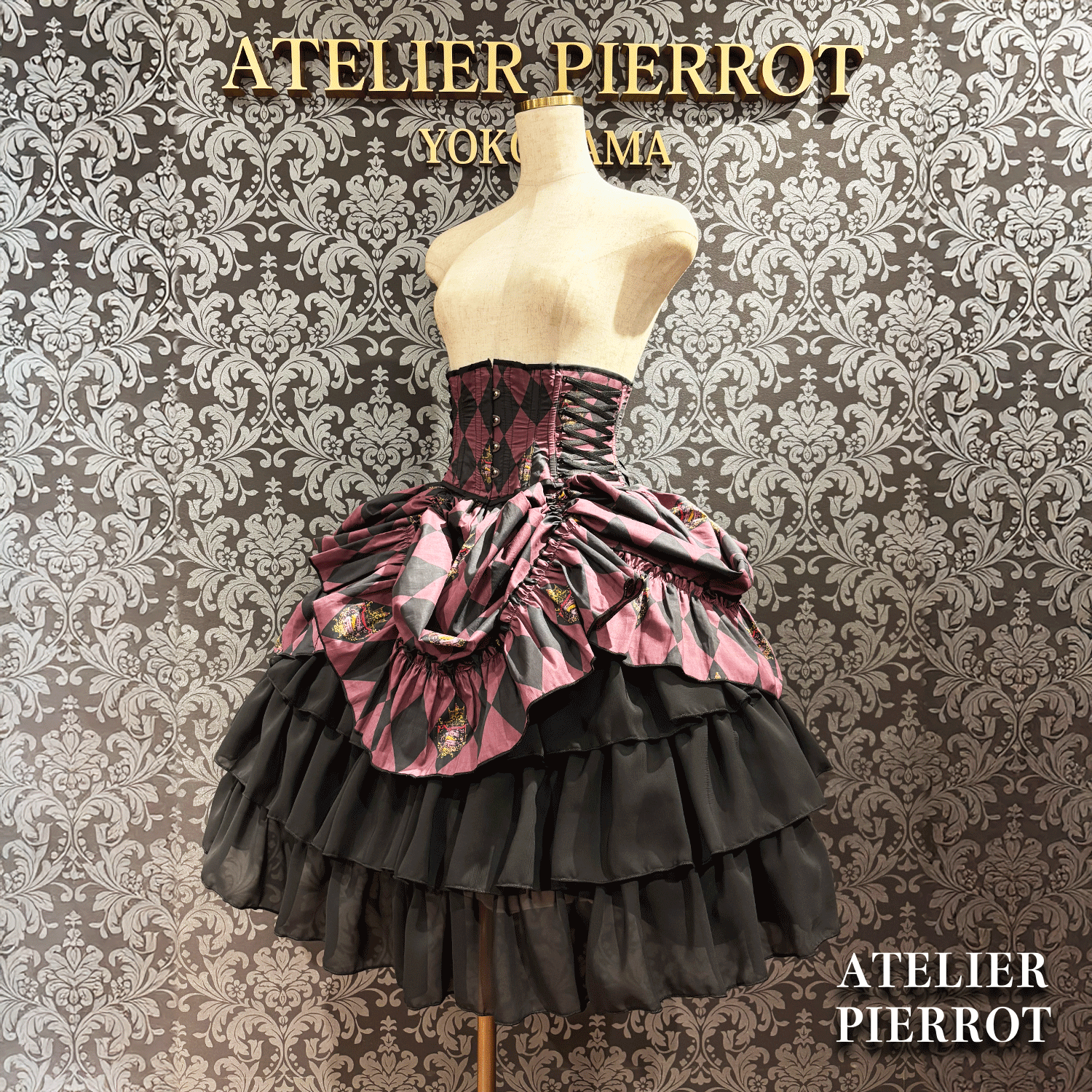 【ATELIER PIERROT】　"Diamond Circus" Corset　白×黒/ワイン/パープル/グリーン　★3月中旬発売★