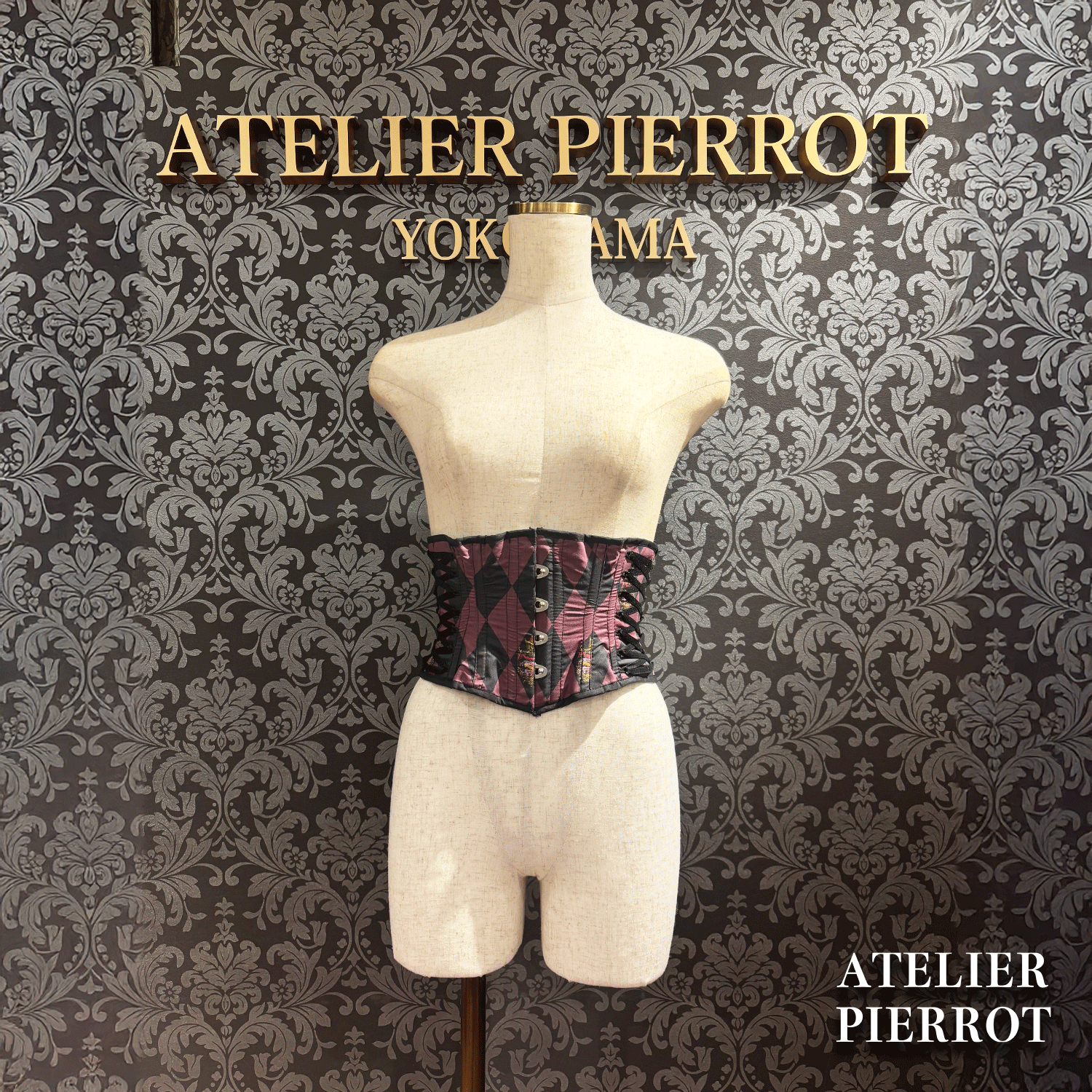 【ATELIER PIERROT】“钻石马戏”紧身胸衣白色X黑色/葡萄酒/紫色/绿色★于3月中旬发布★