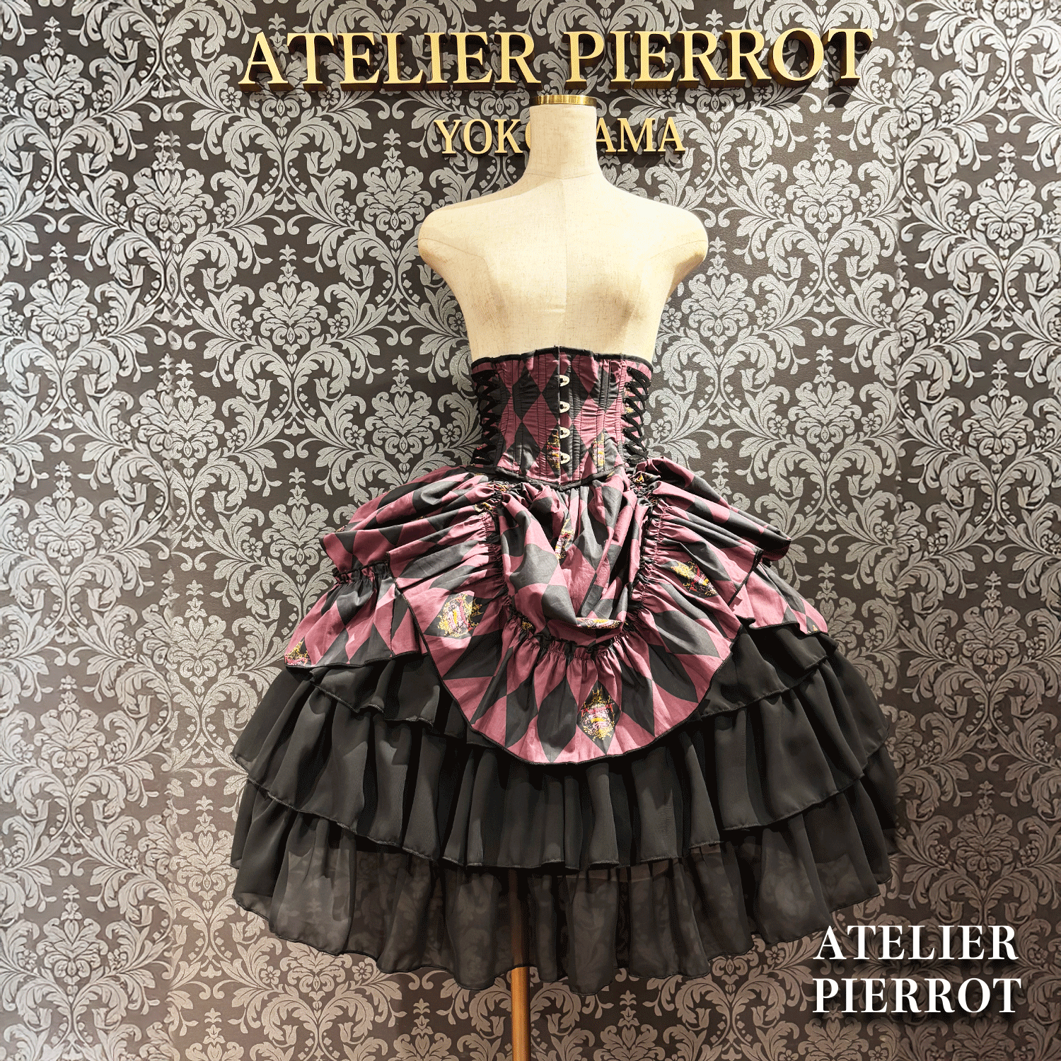 【ATELIER PIERROT】 "Diamond Circus" Corsé blanco x negro/vino/púrpura/verde★Lanzado a mediados de marzo★