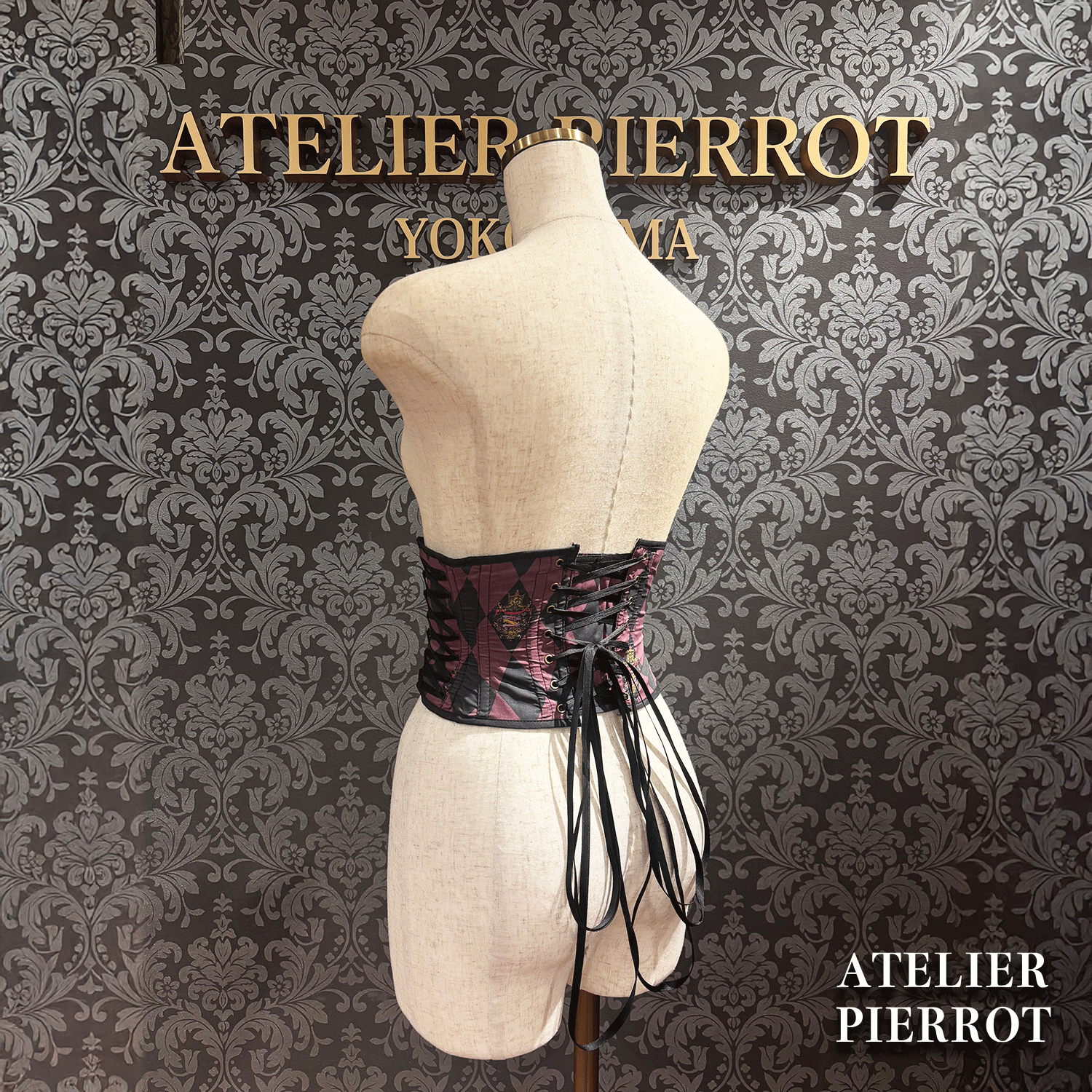 【ATELIER PIERROT】　"Diamond Circus" Corset　白×黒/ワイン/パープル/グリーン